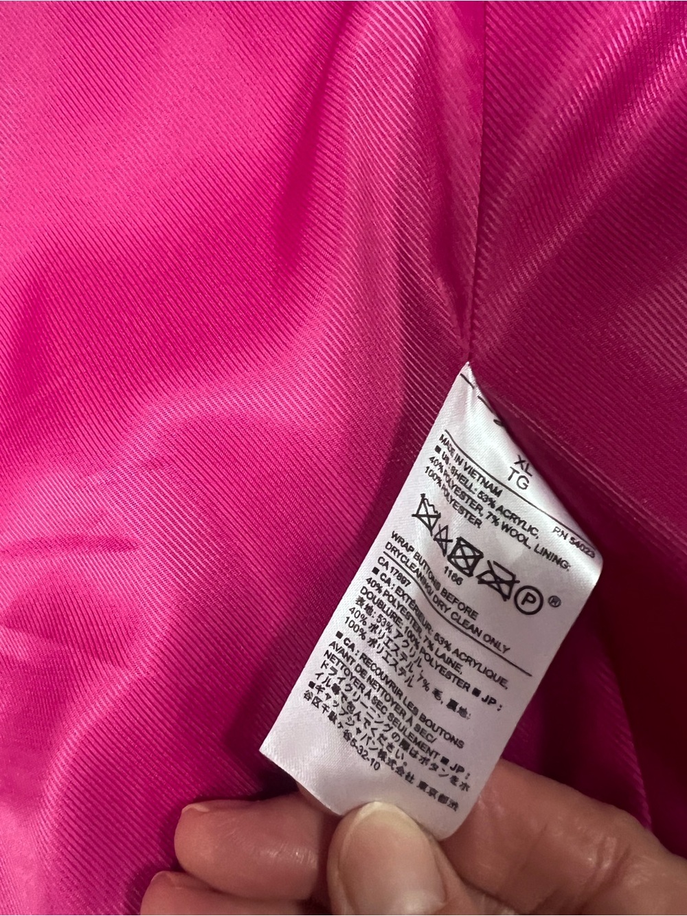 NWOT Banana Republic Bright Magenta Pink Single-Breasted Tailored Overcoat XL - Picture 7 of 10